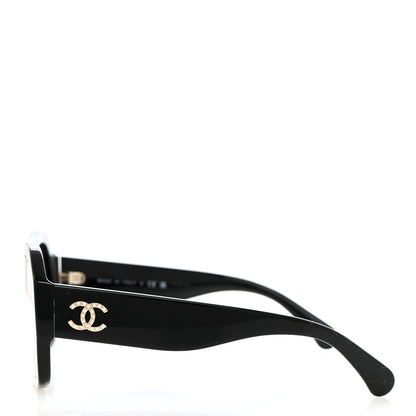 Chanel Acetate Crystal CC Shield Sunglasses 5497-B-A Black 3 of 11