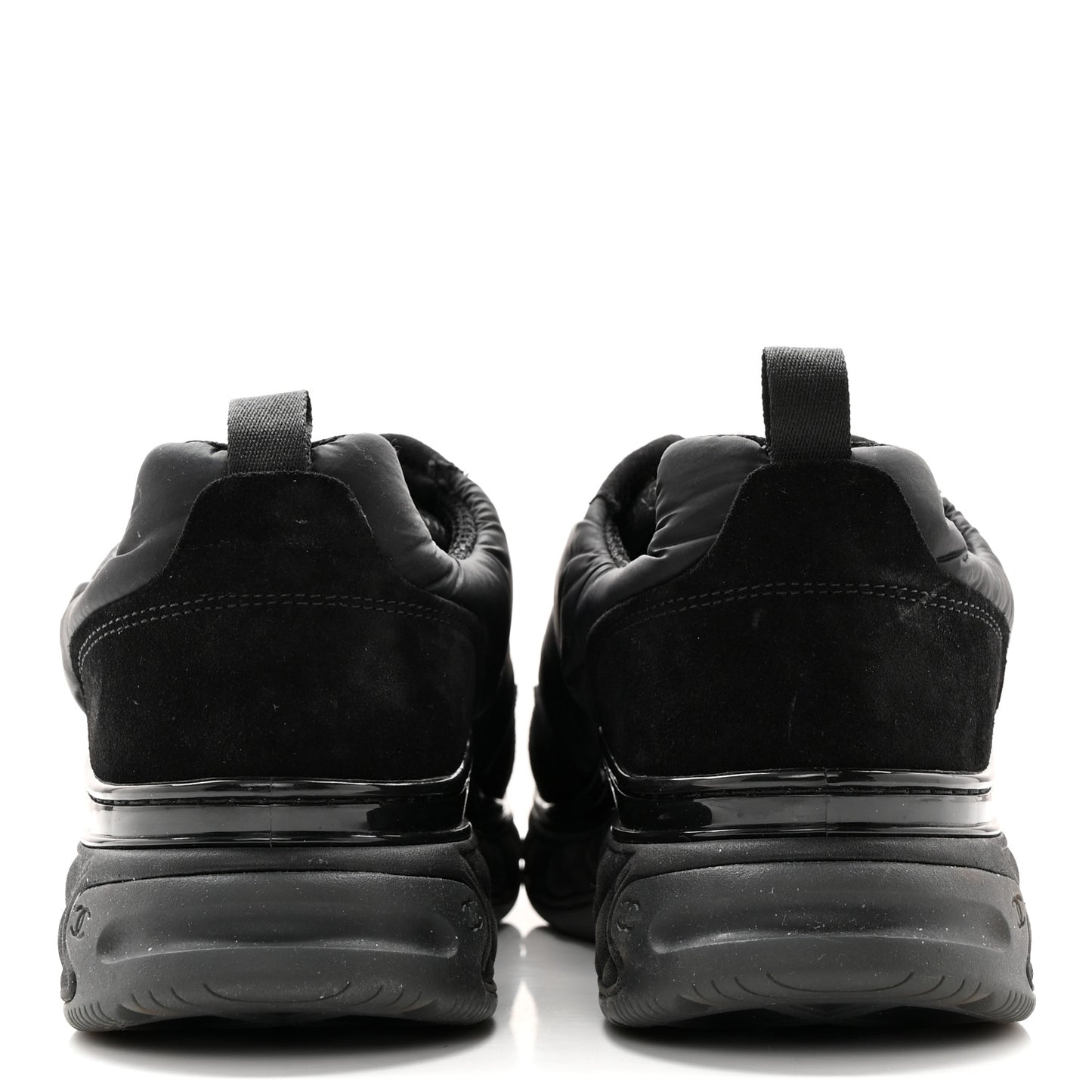 Nylon Suede Calfskin CC Sneakers 40 Black