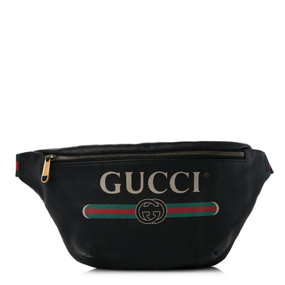 Gucci Grained Calfskin Logo Belt Bag Black 1 of 9