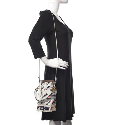 Fendi X FILA Calfskin F is Fendi Mania Fringe Mini Mon Tresor Bucket Bag White 2 of 11