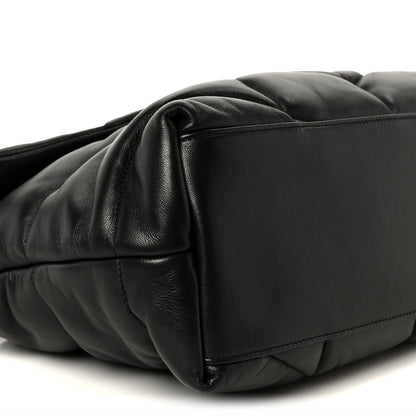 Saint Laurent Lambskin Quilted Monogram Monochrome Medium Loulou Puffer Chain Satchel Black 10 of 11