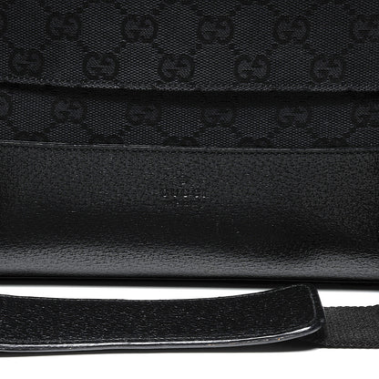Gucci Monogram Calfskin Double Buckle Flap Messenger Bag Black 8 of 8