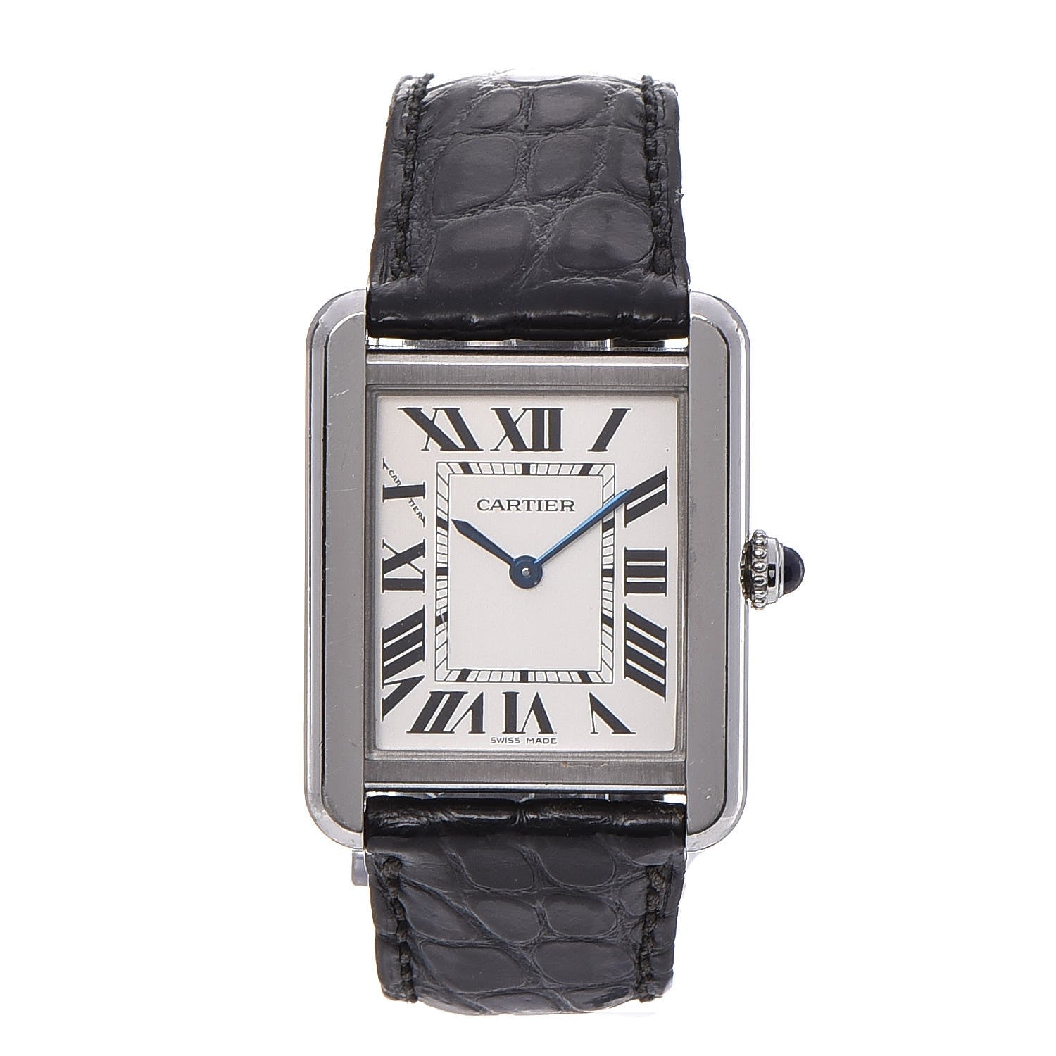 Cartier Stainless Steel Alligator 24mm Tank Solo Quartz Watch 1 of 11