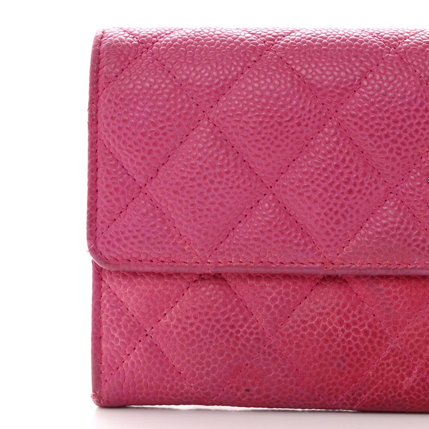 Caviar Quilted Large Gusset Flap Wallet Pink