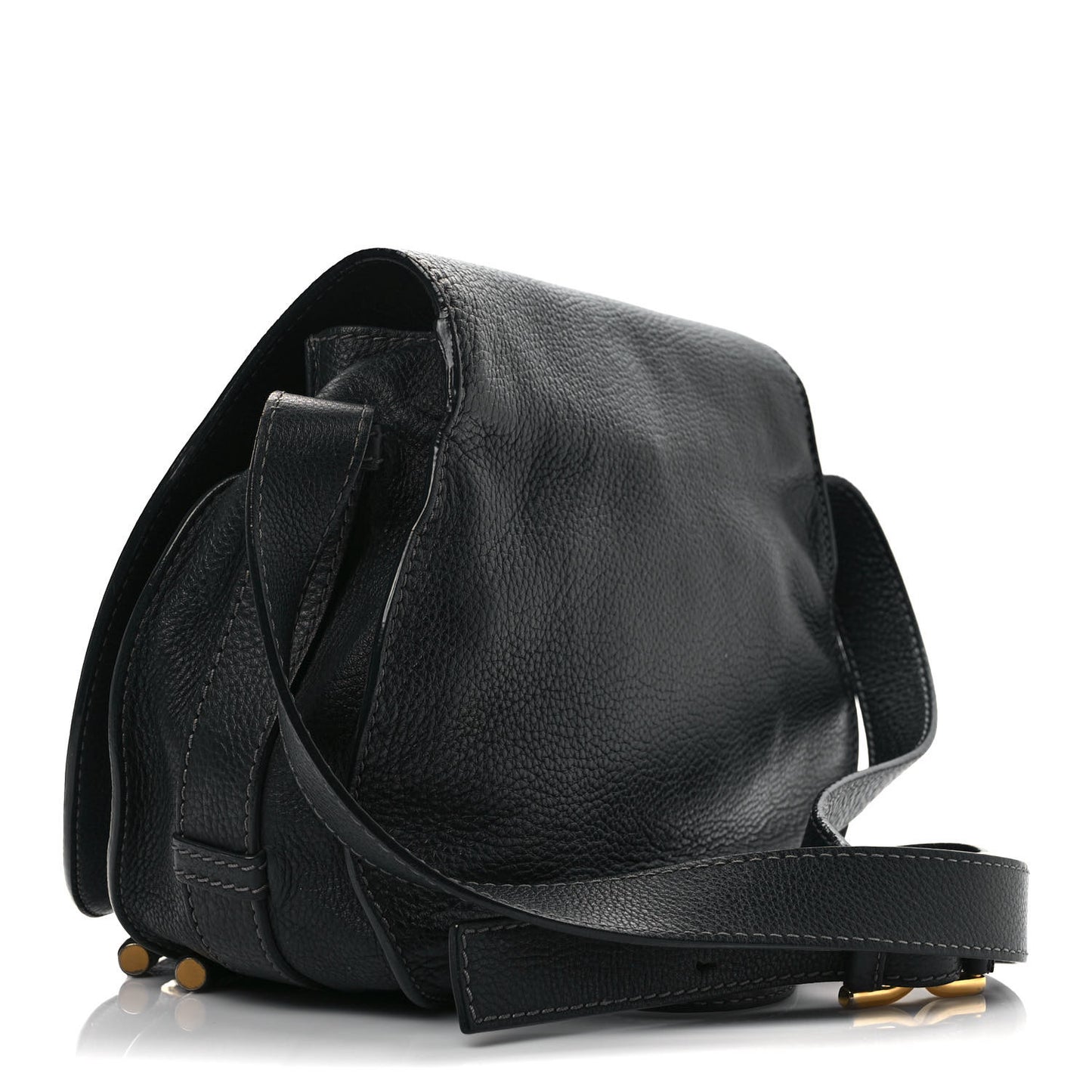 Calfskin Medium Marcie Round Crossbody Bag Black