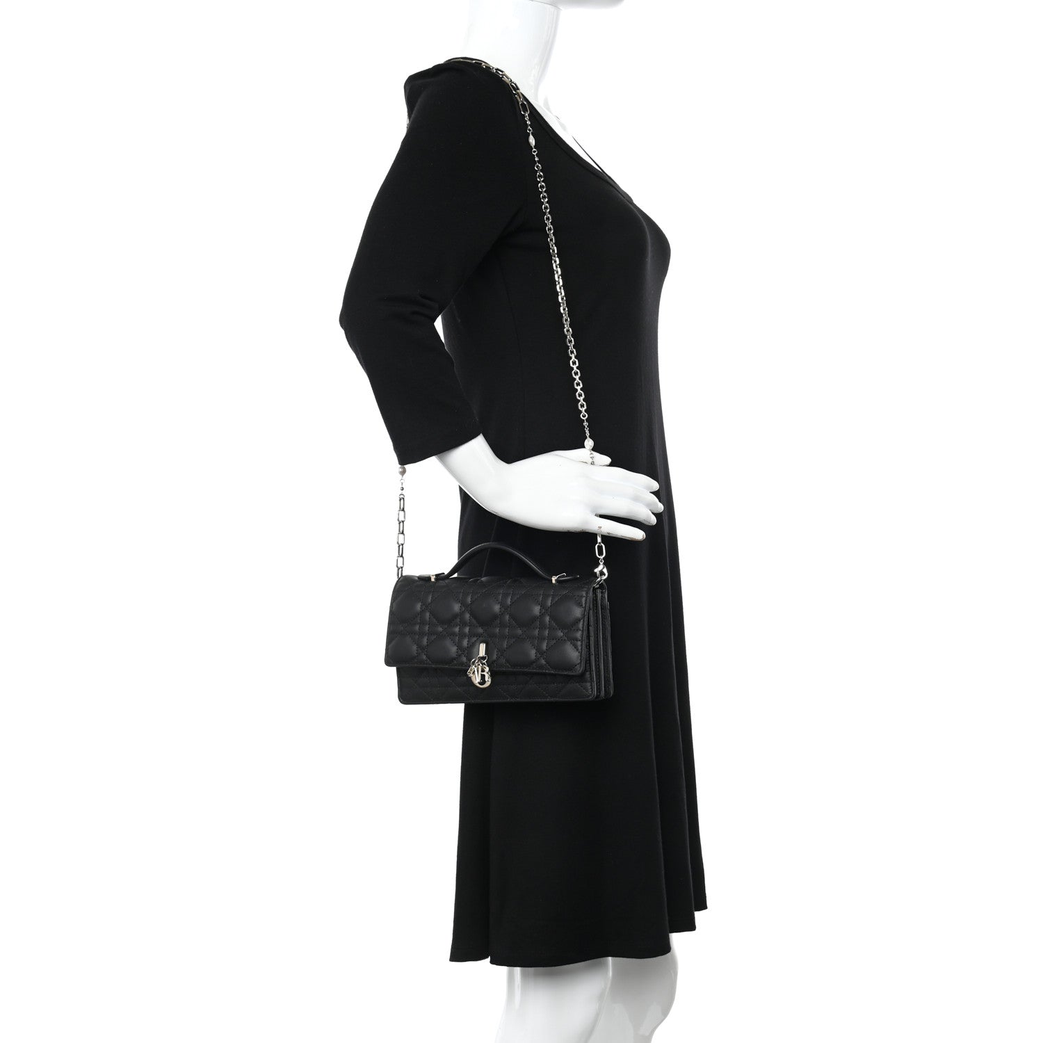 Christian Dior Lambskin Cannage Mini My Dior Bag Black 2 of 9