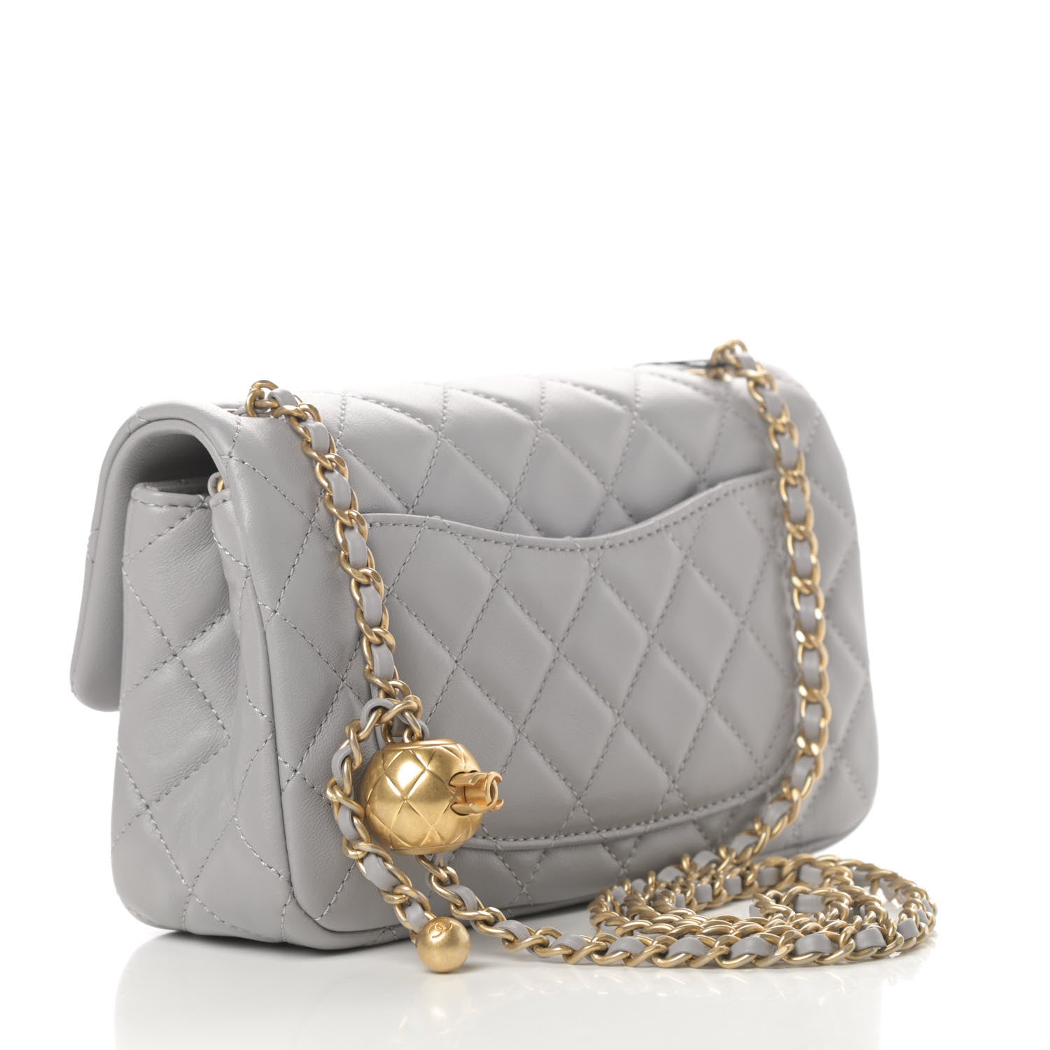 Chanel Lambskin Quilted Mini Rectangular Pearl Crush Flap Grey 3 of 12