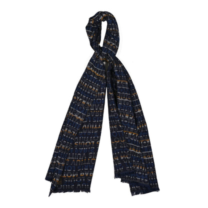 Louis Vuitton Wool Silk Logo Scarf Blue Multicolor 1 of 5