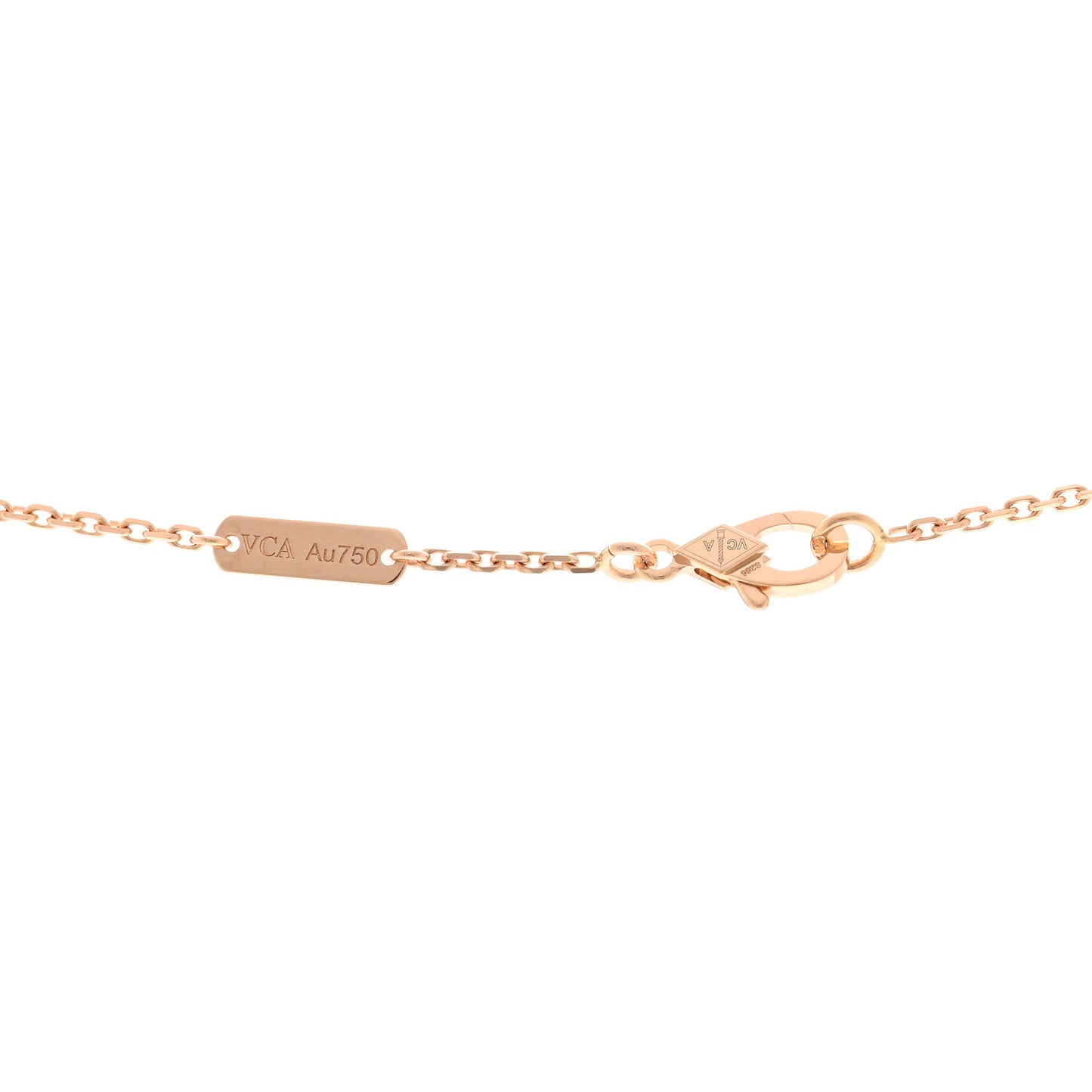 18K Rose Gold Diamond Silver Obsidian Vintage Alhambra Pendant Necklace