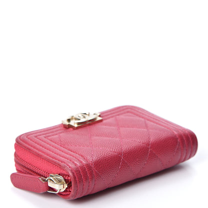 Chanel Caviar Quilted Boy Zip Around Coin Purse Wallet Fuchsia 3 of 7