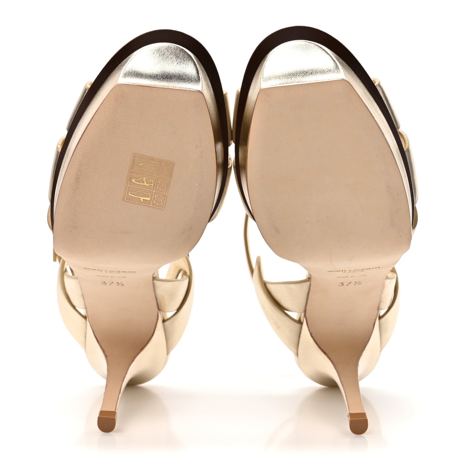 Saint Laurent Metallic Nappa Tribute 75 Platform Sandals 37.5 Platino 6 of 10