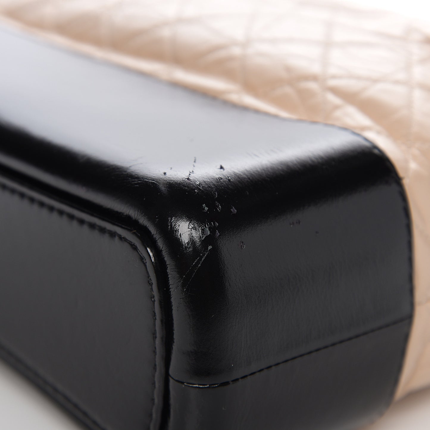 Aged Calfskin Quilted Large Gabrielle Hobo Beige Black