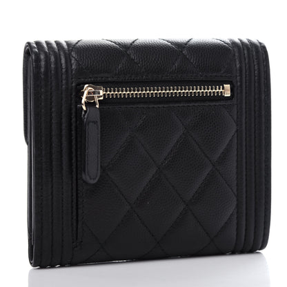 Chanel Caviar Quilted Compact Boy Wallet Black 3 of 9