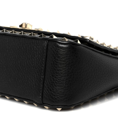 Valentino Garavani Pebbled Calfskin Small Rockstud Crossbody Flap Bag Black 9 of 10
