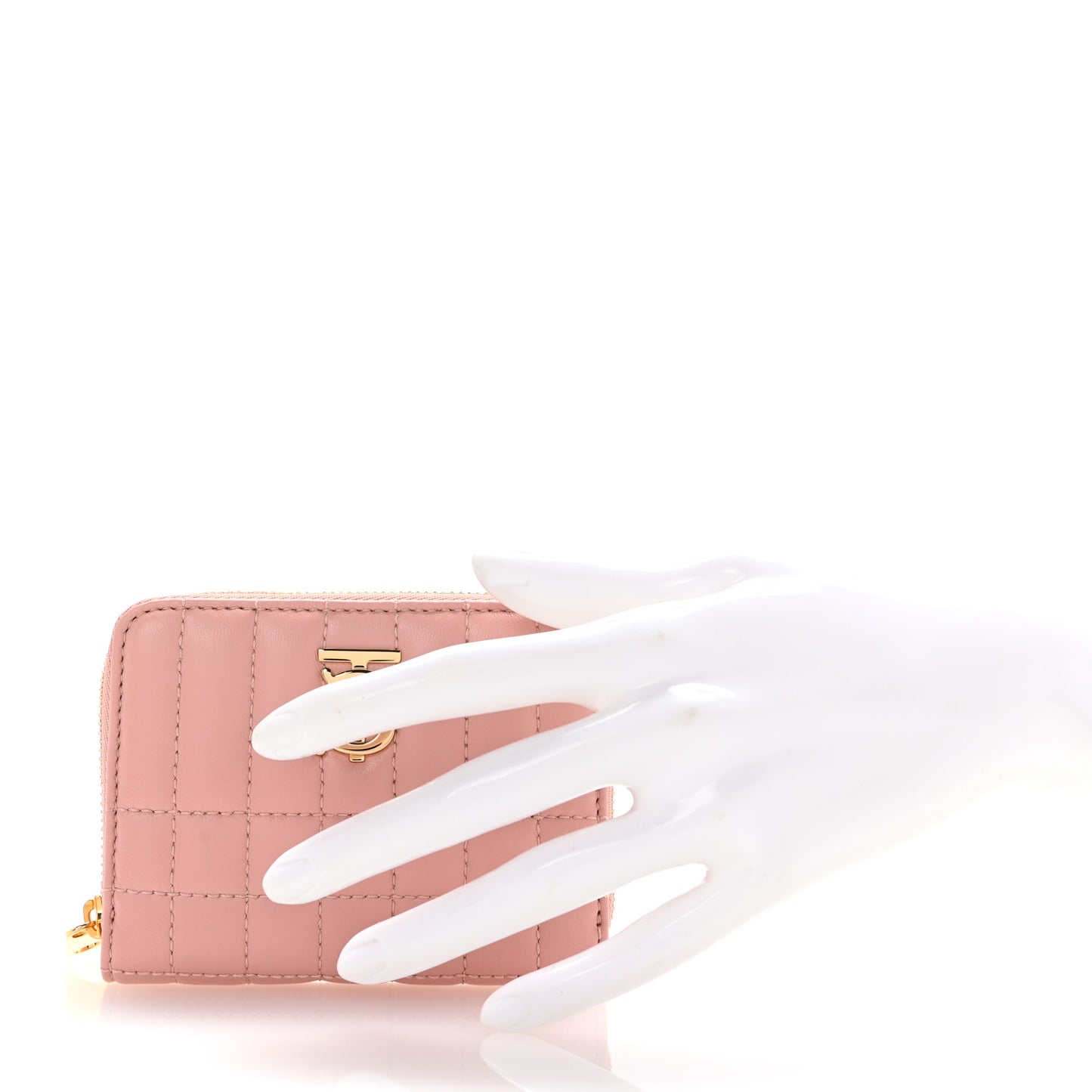 Lambskin Quilted Mini Lola Zip Wallet Dusty Pink