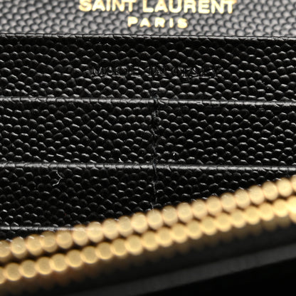 Saint Laurent Grain De Poudre Matelasse Chevron Monogram Flap Wallet Black 7 of 8