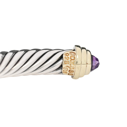David Yurman Sterling Silver 14K Yellow Gold Amethyst 5mm Cable Classics Petite Color Bracelet 3 of 3