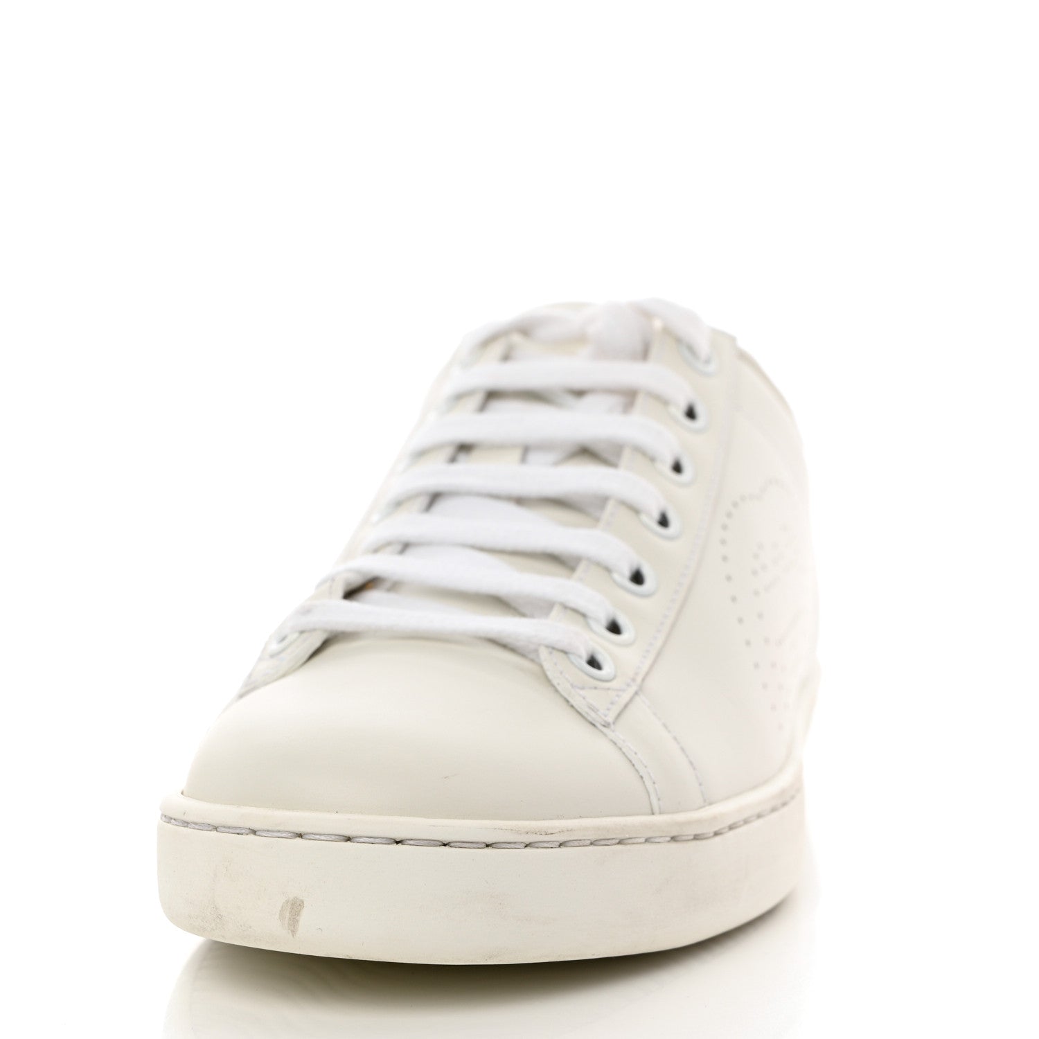 Gucci Calfskin Interlocking G Perforated Womens Ace Sneakers 37 White Wild Rose 11 of 12
