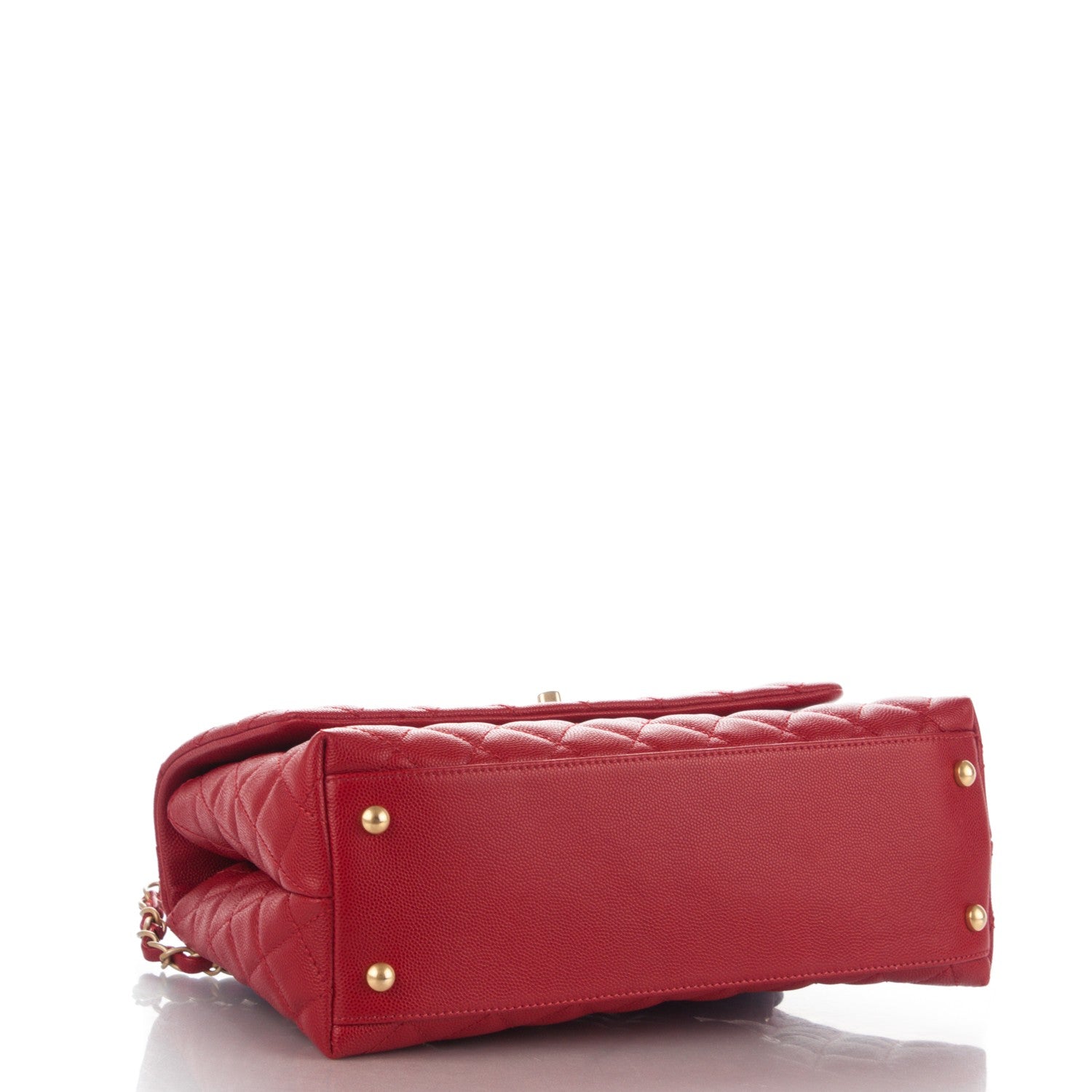 Chanel Caviar Quilted Small Coco Handle Flap Red 4 of 8