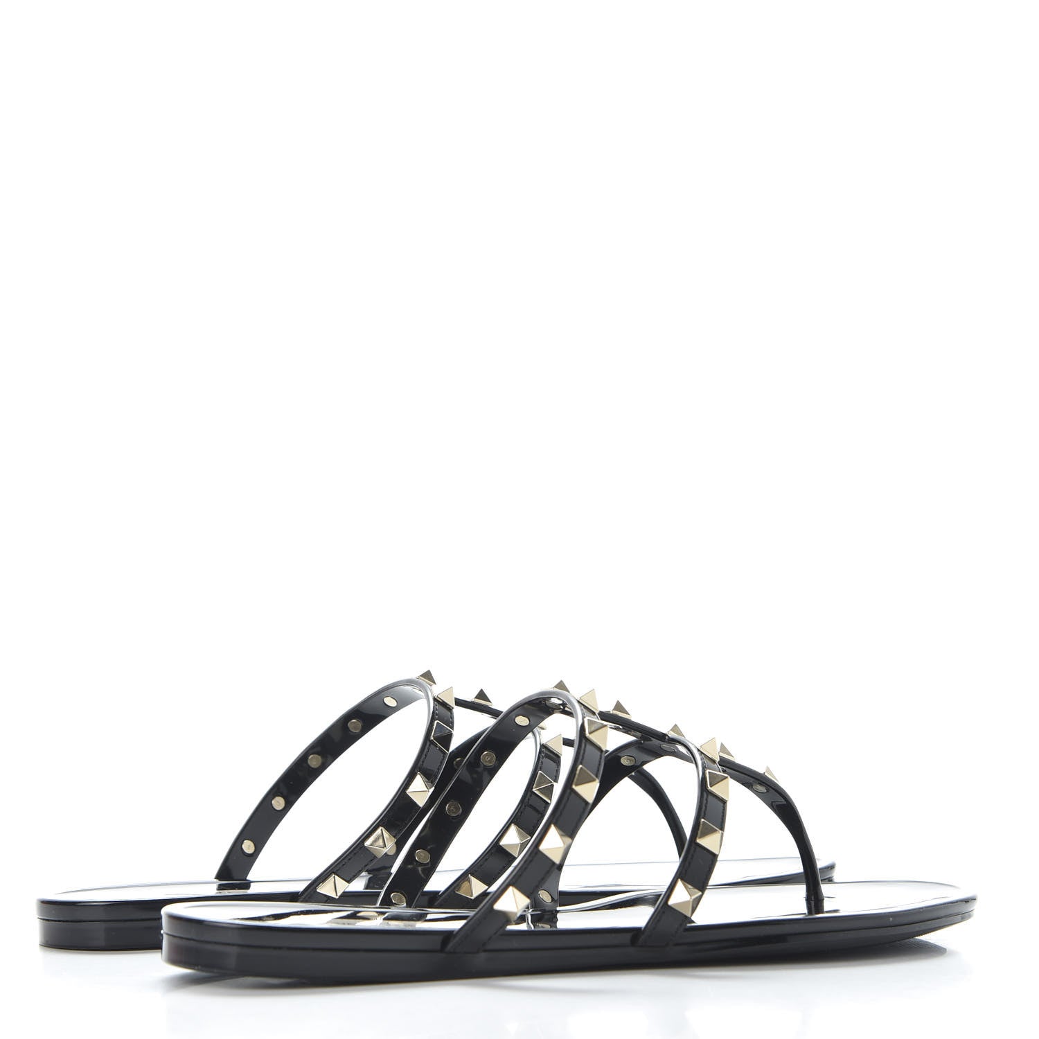 Valentino Garavani PVC Jelly Rockstud Caged Flat Thong Sandals 40 Black 4 of 9