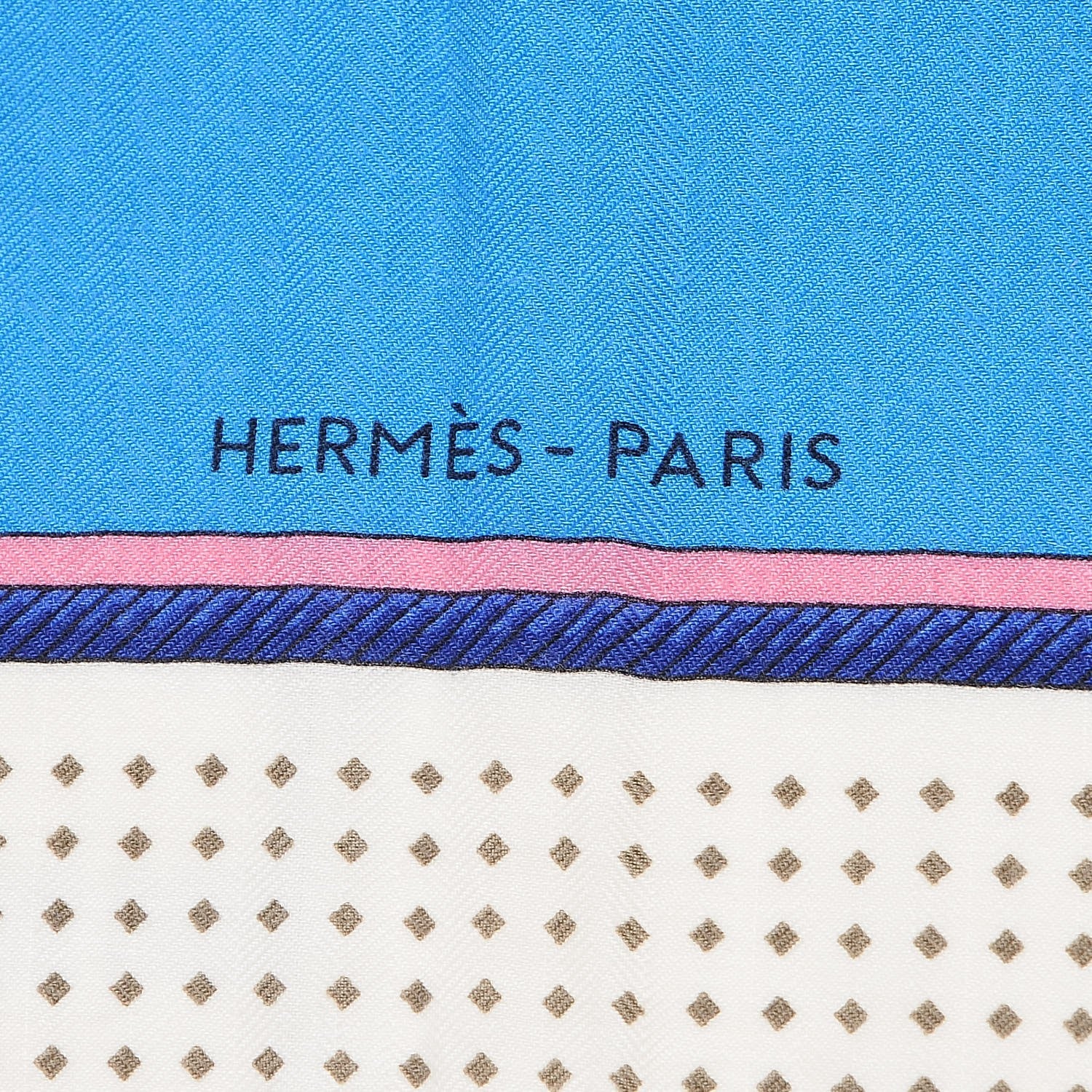 Hermes Cashmere Silk Les Voitures A Transformation Shawl 140 Bleu Azur Rose Blanc 3 of 5