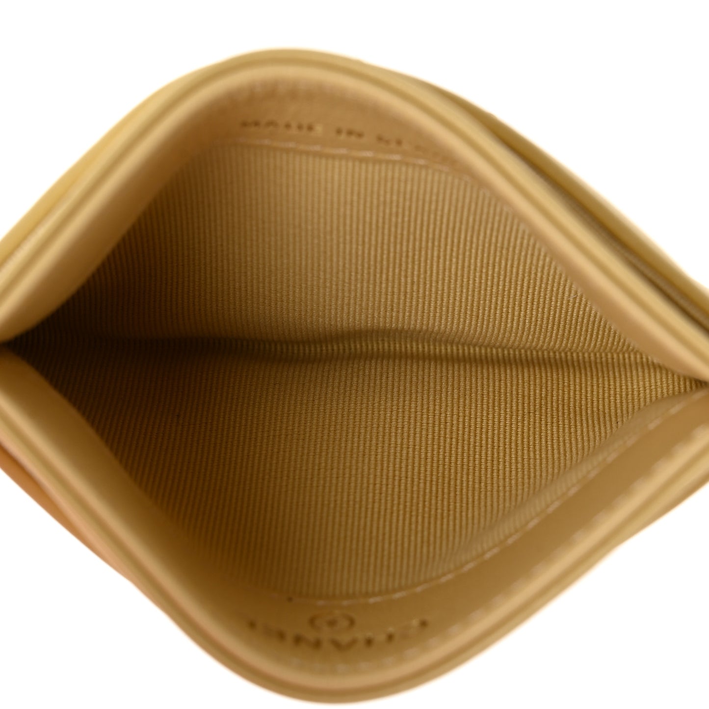 Lambskin Quilted Chanel 19 Card Holder Yellow