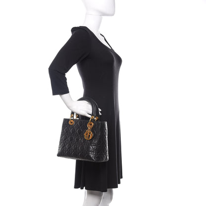 Christian Dior Lambskin Cannage Medium Lady Dior Black 2 of 10