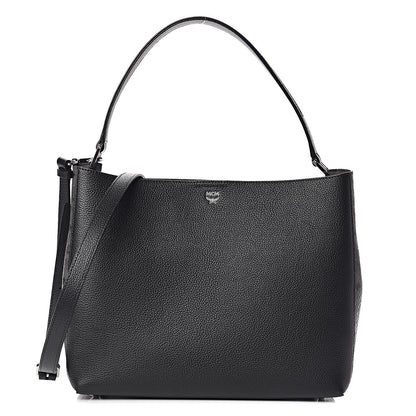 MCM Grained Calfskin Visetos Medium Sarah Hobo Black 1 of 10