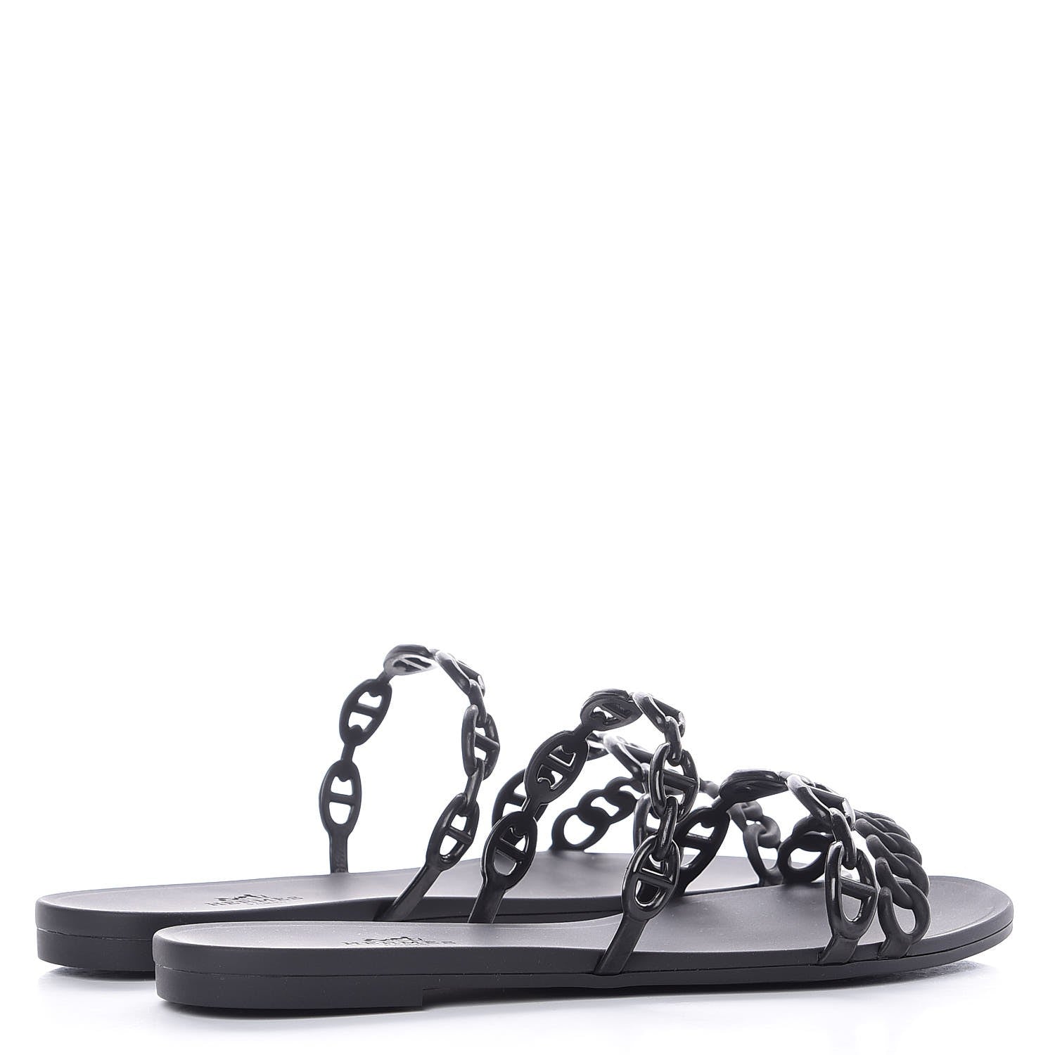 Hermes Rubber Chaine d'Ancre Rivage Sandals 37 Black 4 of 8