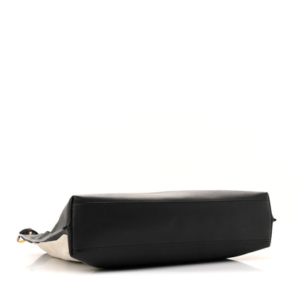 Saint Laurent Canvas Calfskin Tag Hobo White Black 5 of 13