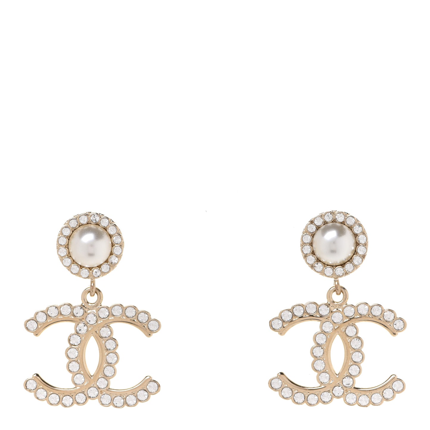 Crystal Pearl Bow-tiful CC Drop Earrings Gold