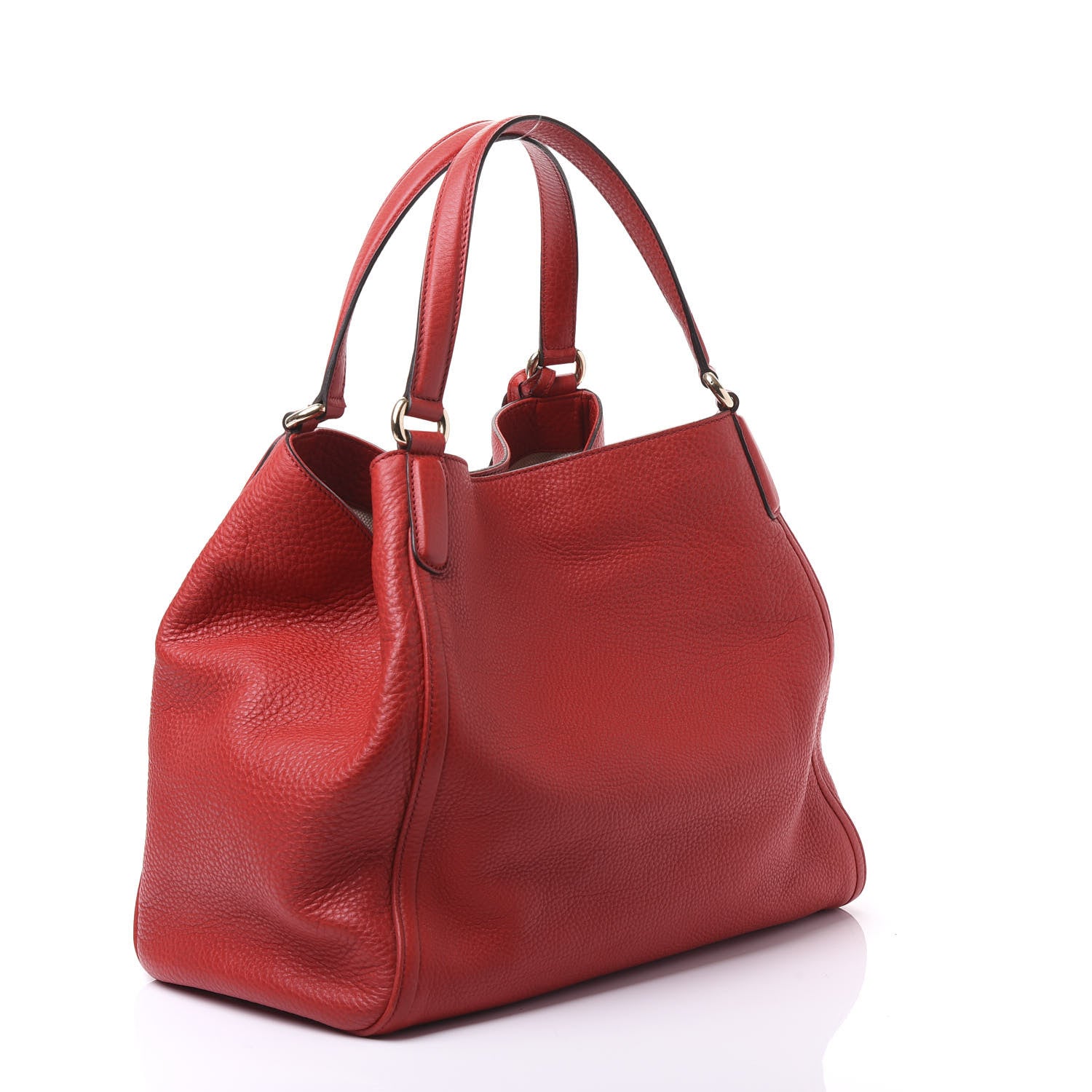 Gucci Pebbled Calfskin Medium Soho Shoulder Bag Red 2 of 11