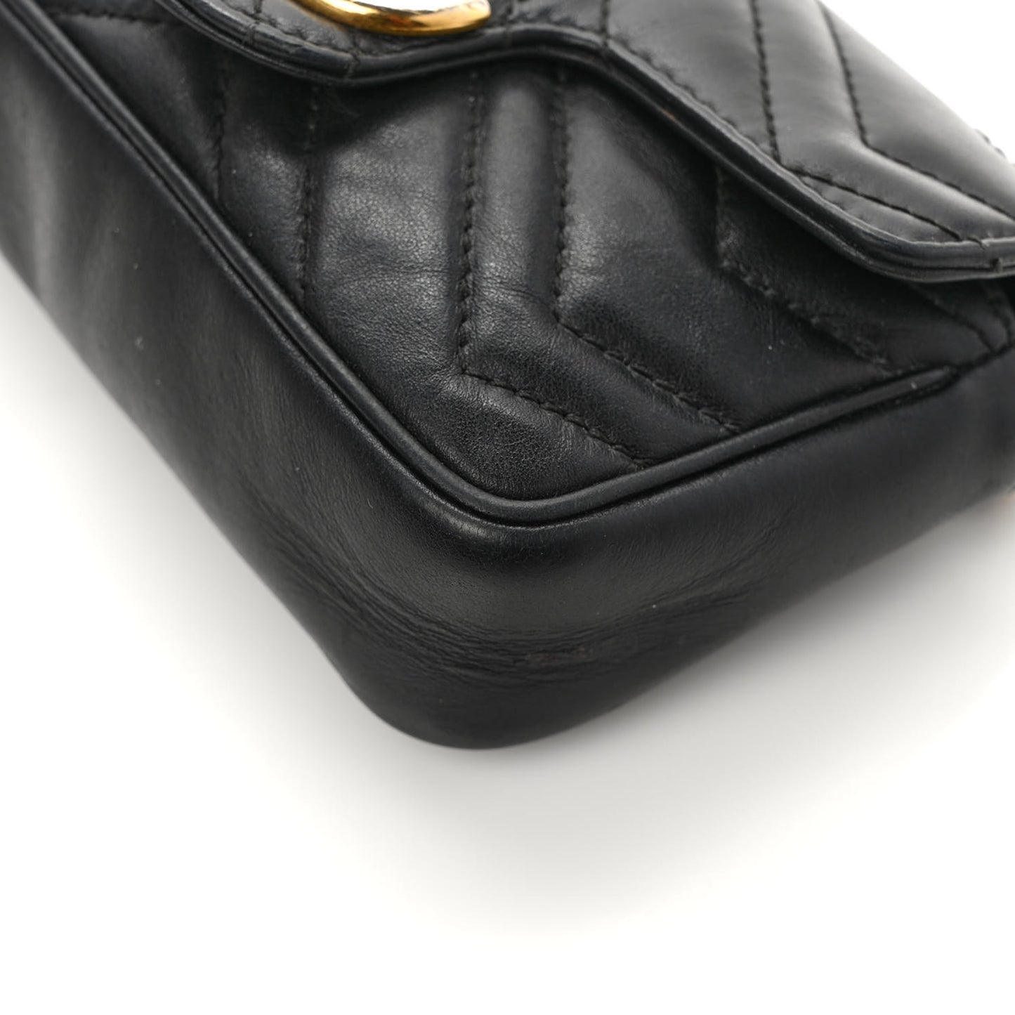 Calfskin Matelasse Super Mini GG Marmont Shoulder Bag Black
