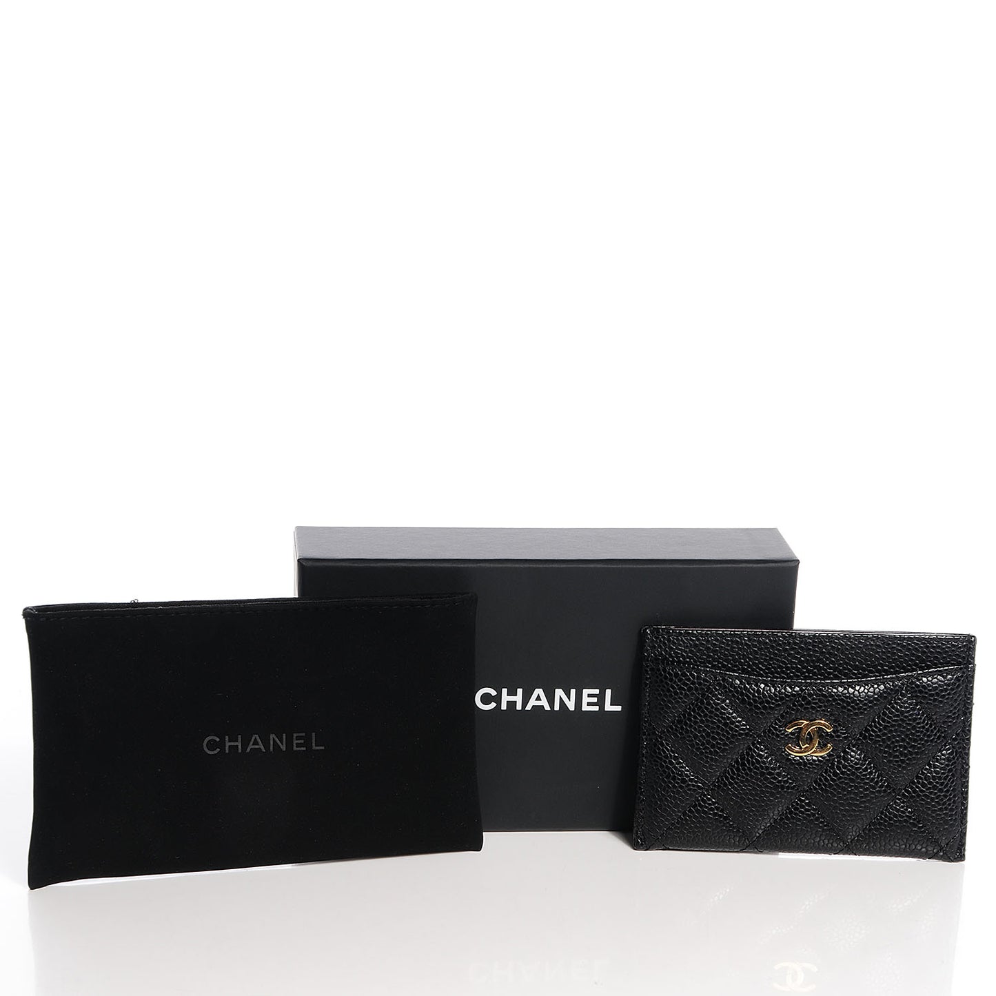 Caviar Quilted Card Holder Black