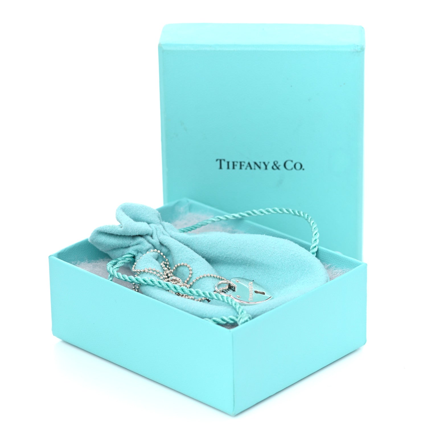 Tiffany Sterling Silver Heart Lock Pendant Chain Necklace 6 of 6