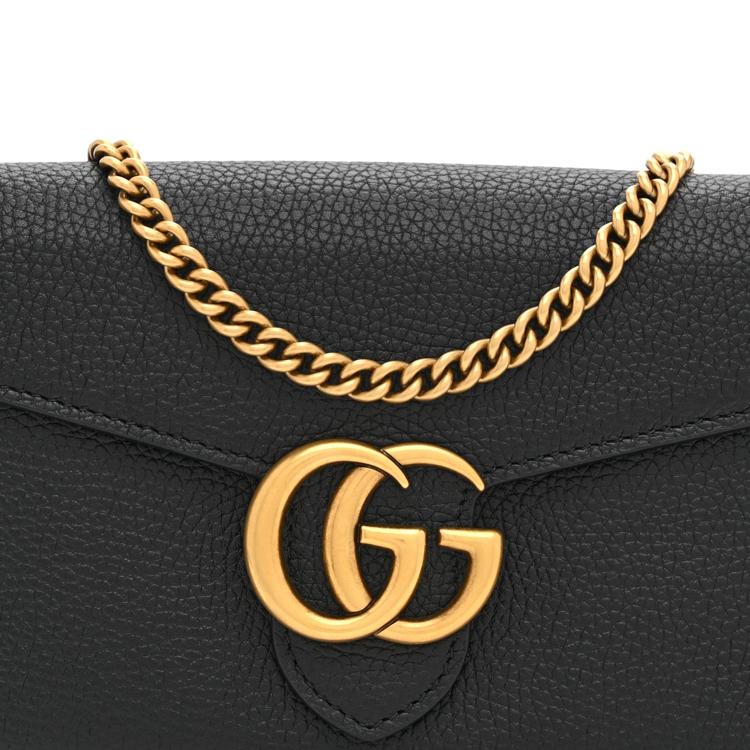 Gucci Calfskin GG Marmont Chain Wallet Black 8 of 10