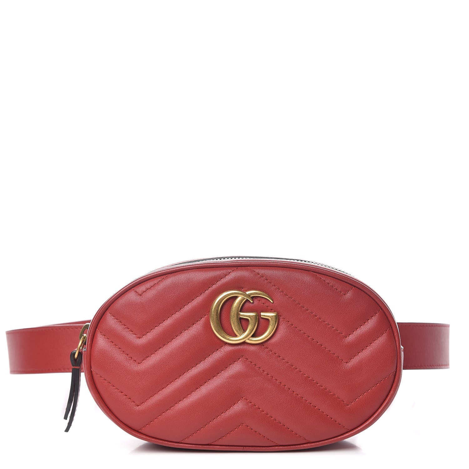 Gucci Calfskin Matelasse GG Marmont Belt Bag 85 34 Hibiscus Red 1 of 13