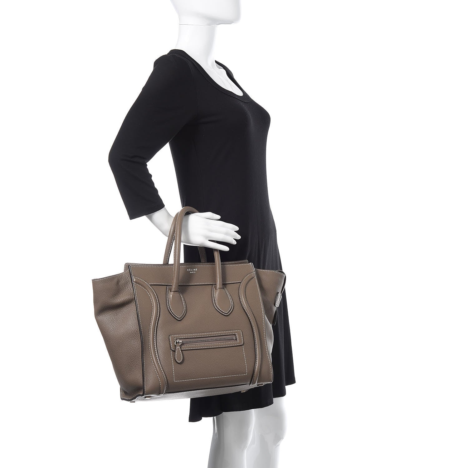 Celine Drummed Calfskin Mini Luggage Souris 2 of 13