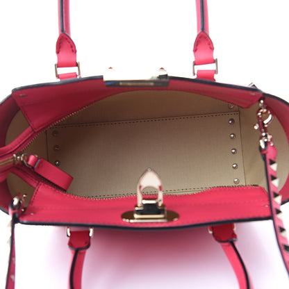 Valentino Garavani Vitello Mini Rockstud Double Handle Tote Deep Fuxia 5 of 11