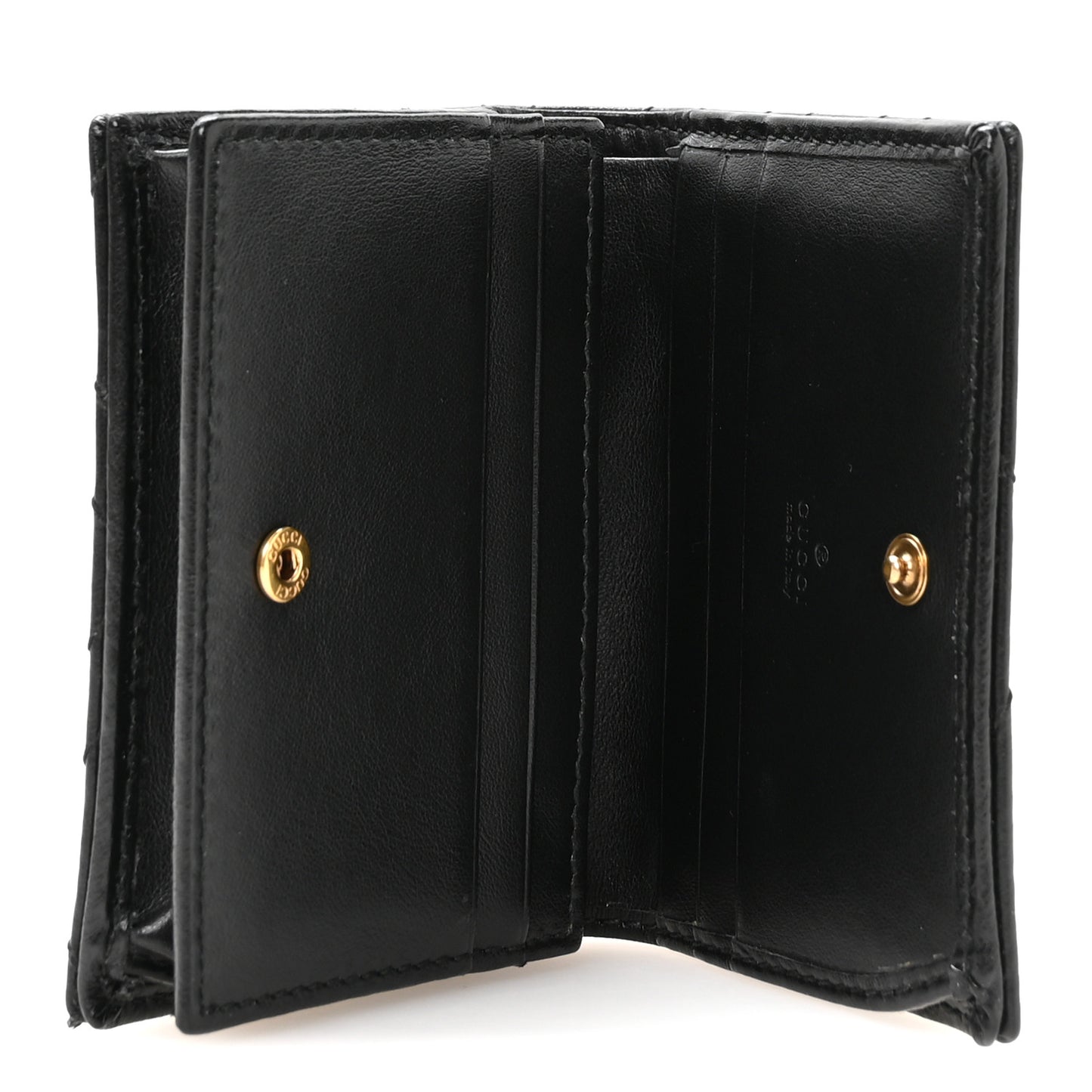 Calfskin Matelasse GG Marmont Card Case Wallet Black
