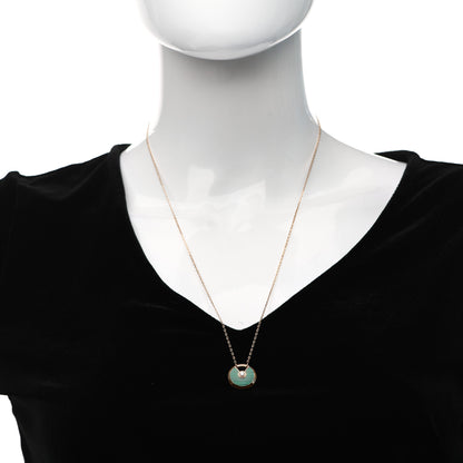 Cartier 18K Pink Gold Diamond Malachite SM Amulette de Cartier Pendant Necklace 2 of 4