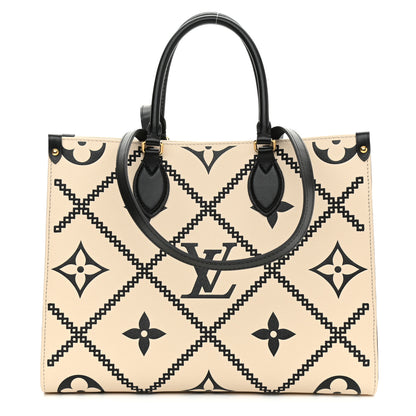 Louis Vuitton Empreinte Monogram Giant Broderies Onthego MM Cream Black 1 of 8