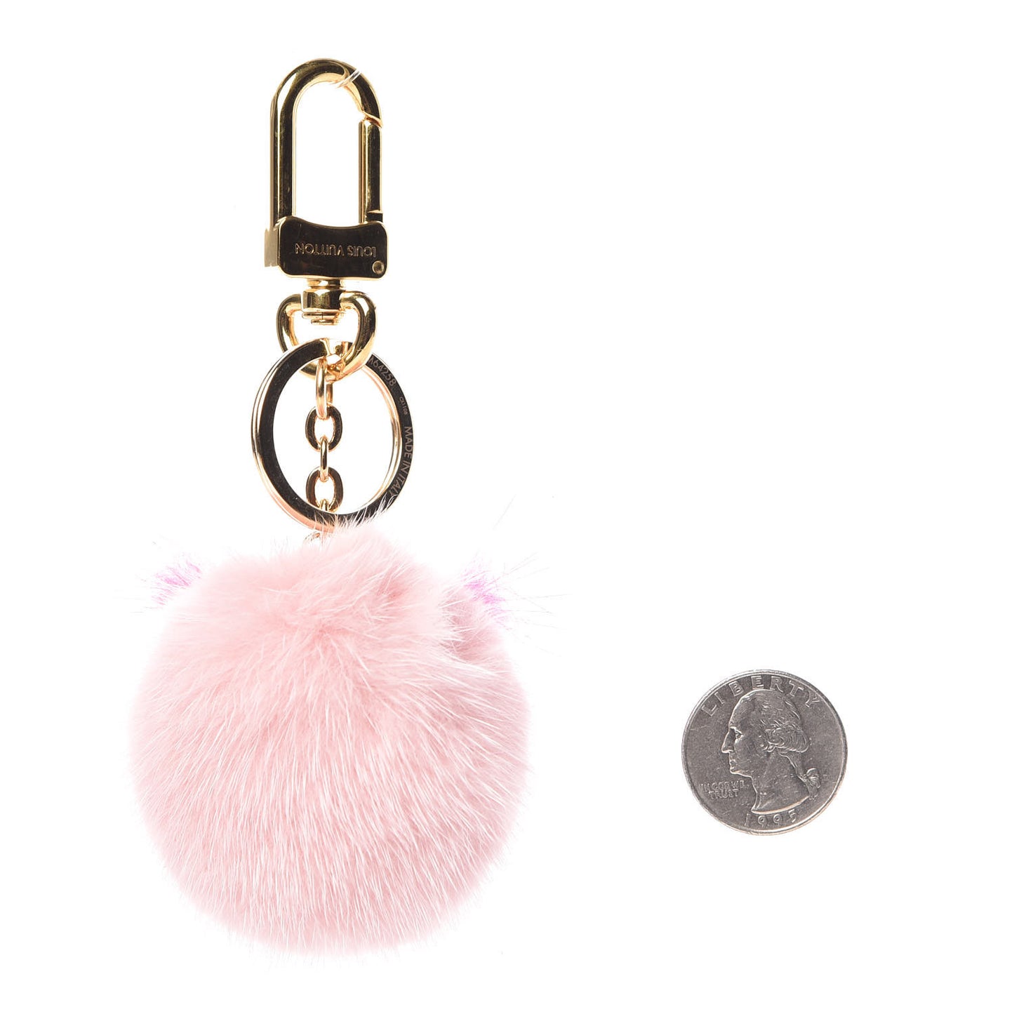 Calfskin Mink Fur Wild Pig Bag Charm Key Holder Rose Clair