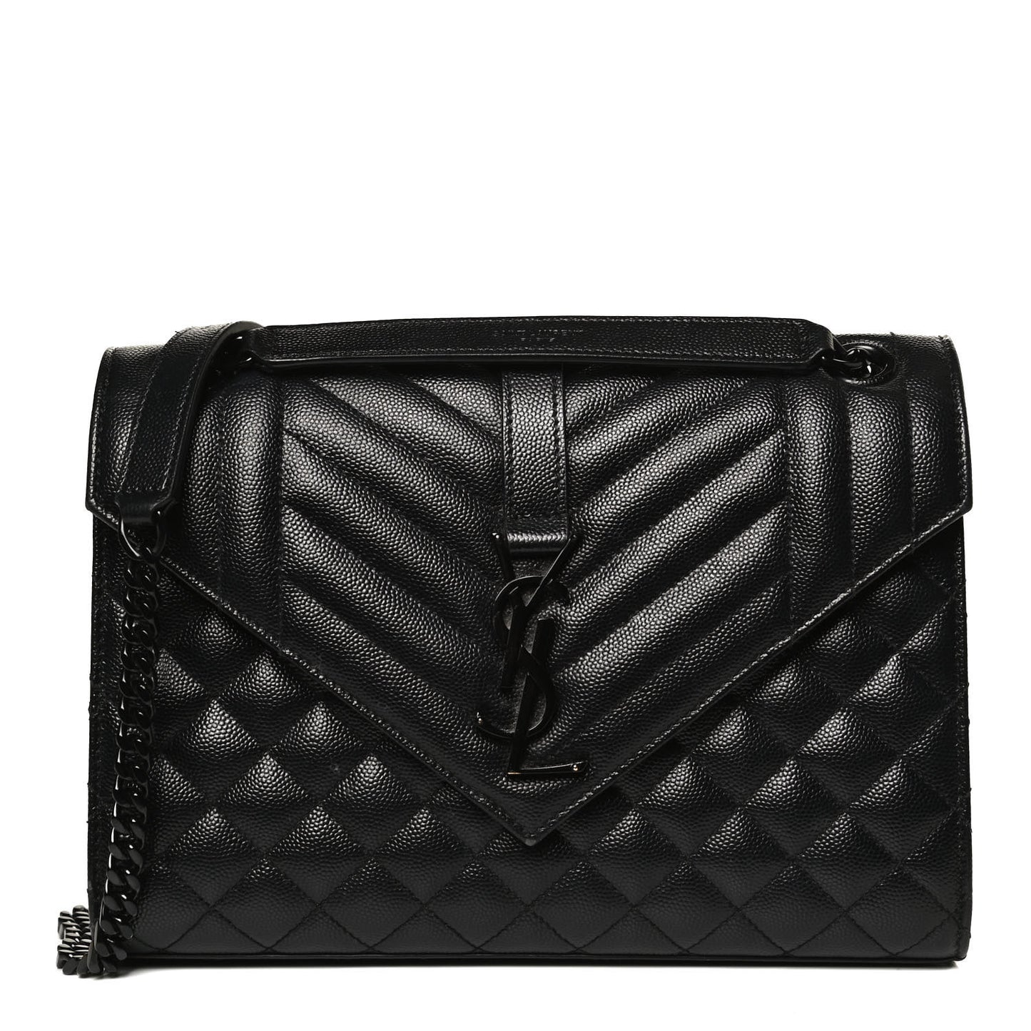 Grain De Poudre Textured Mixed Matelasse Triquilt Medium Monogram Satchel Black