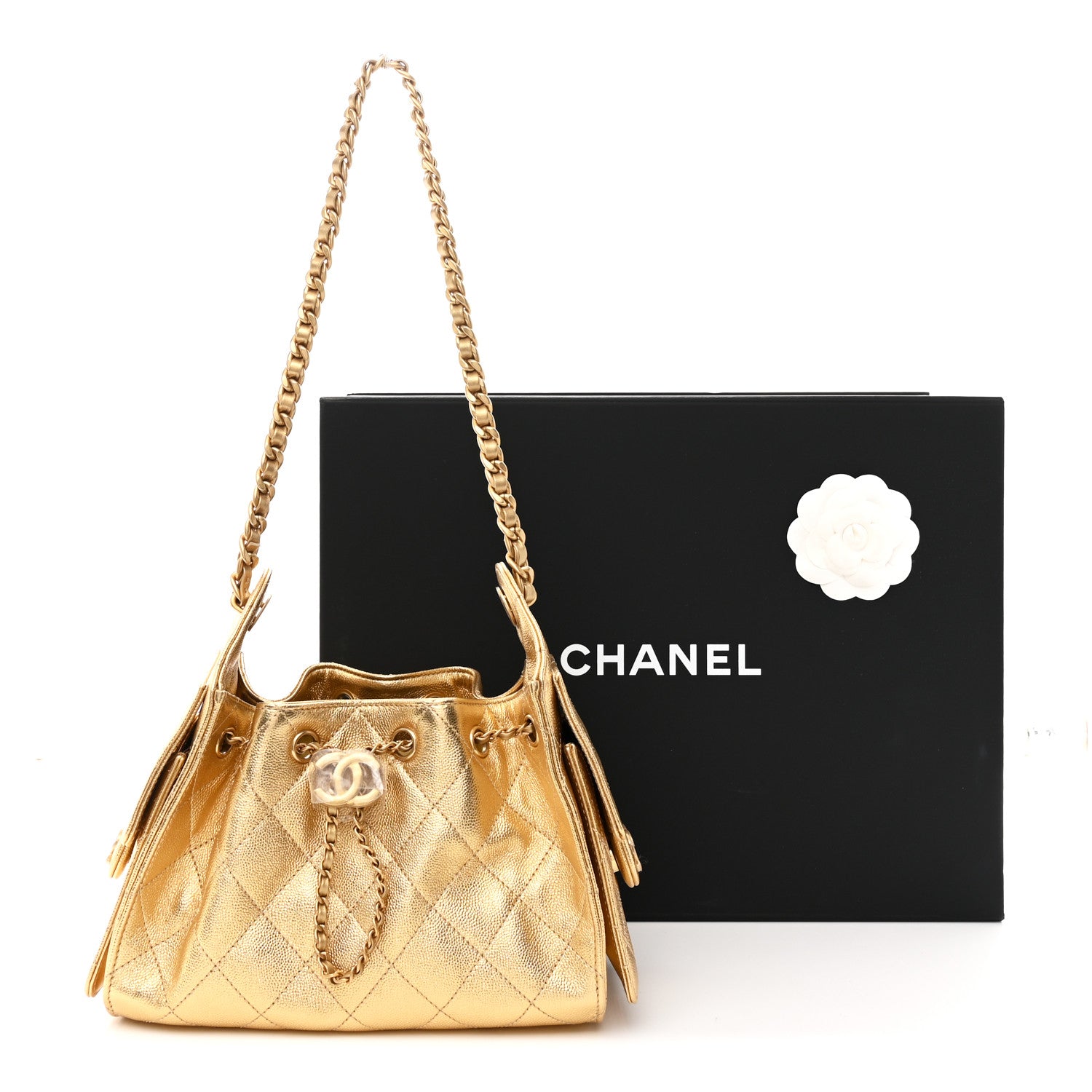Chanel Metallic Caviar Quilted Mini Chanel 25 Handbag Gold 1795267