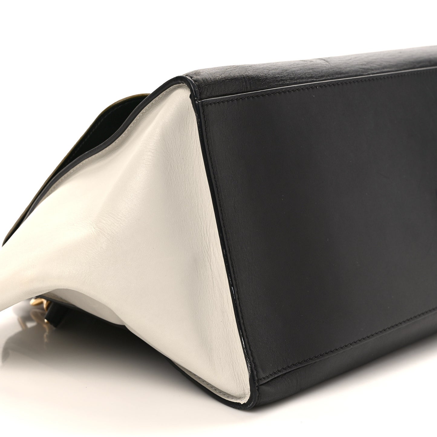 Smooth Calfskin Suede Medium Tri-Color Trapeze Brown Black