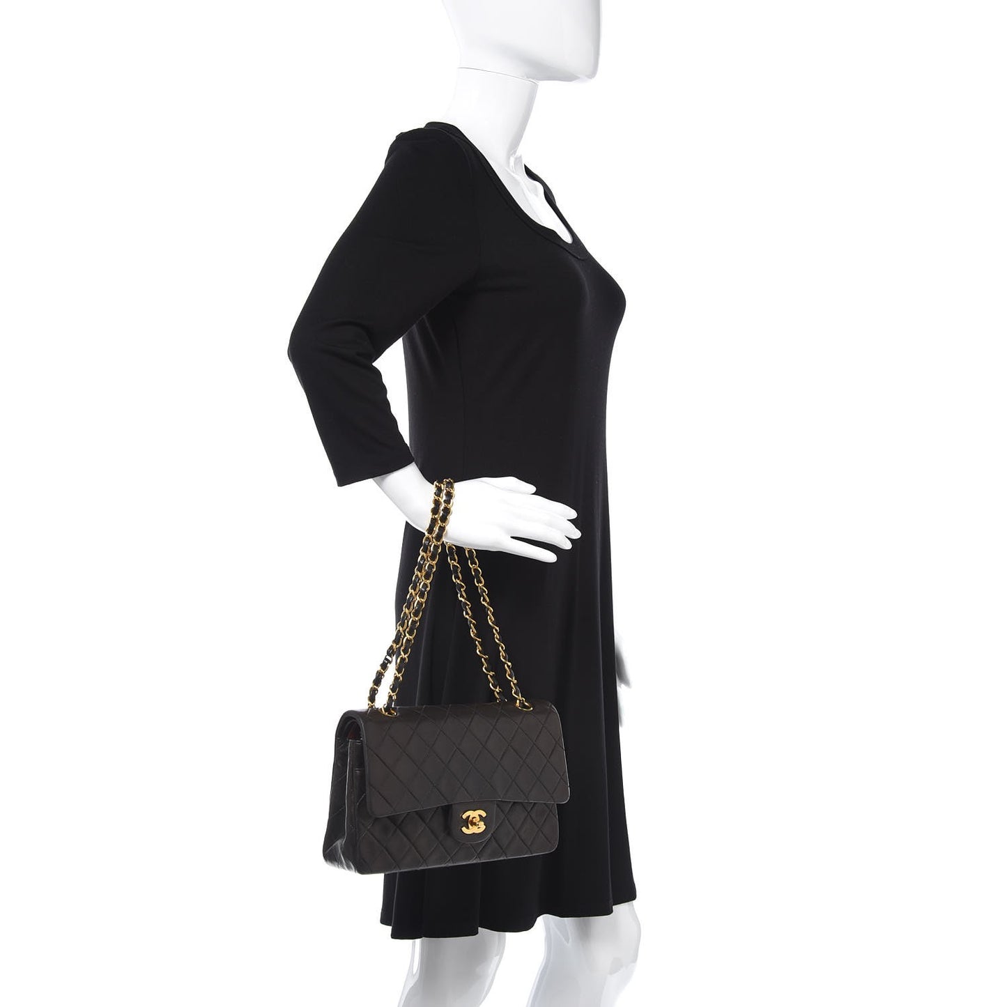 Lambskin Quilted Medium Double Flap Black