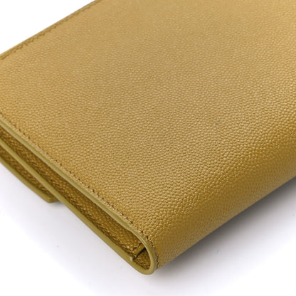 Saint Laurent Grain De Poudre Monogram Uptown Wallet Olive 11 of 12