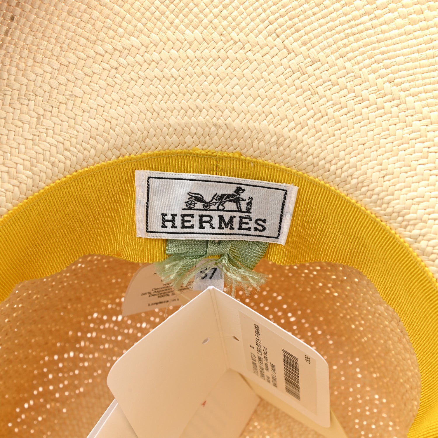 Hermes Straw Carlotta Panama Brisa Hat 57 Naturel Jaune 8 of 8