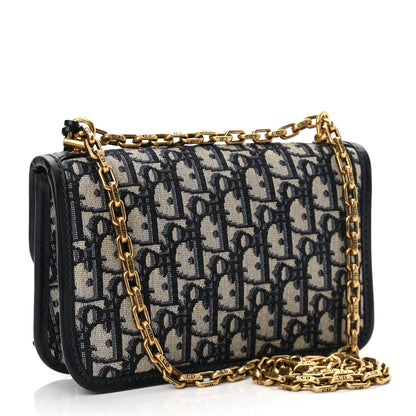Christian Dior Oblique Small DiorAddict Flap Bag Navy Blue 3 of 11